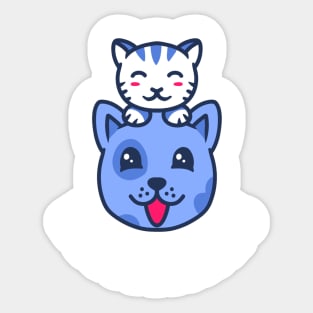 CAT AND DOG LOVE Sticker